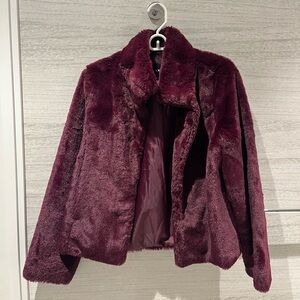 Express Burgundy Faux Fur Jacket